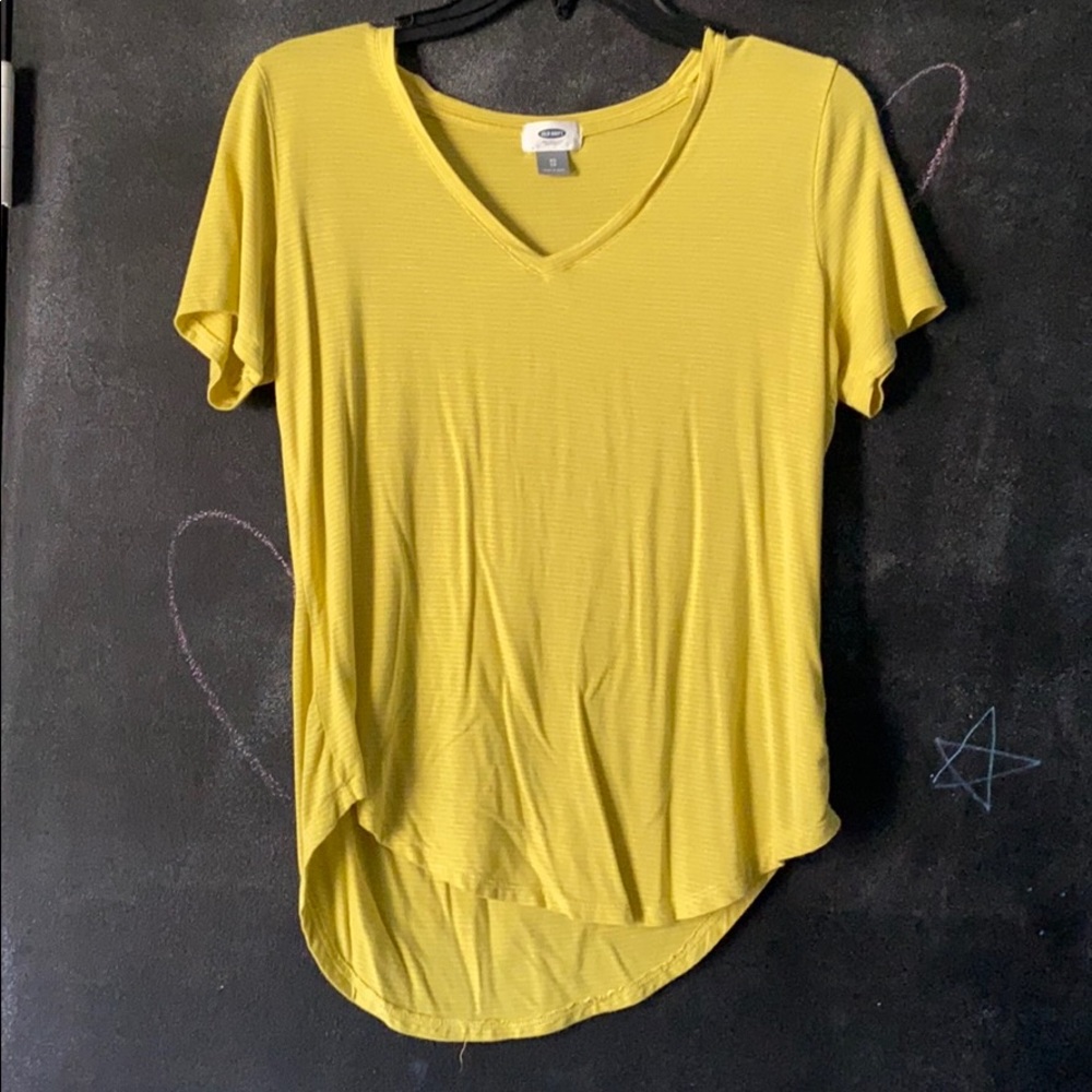 Yellow and white striped T